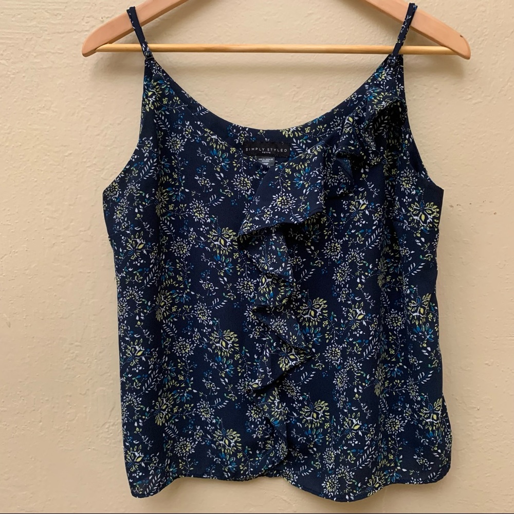 Simply Styled | Petite Dark Top w/ Floral Design